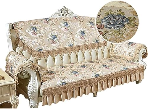 Lrrd European Luxury Floral Pattern Sofa Covers Universal Sectional Sofa Covers Sofa Slipcover Reversible Sofa Cover For Pets Kids Children Dog Cat,Gold (Cushion With Skirt 90 * 240Cm) #TOP24