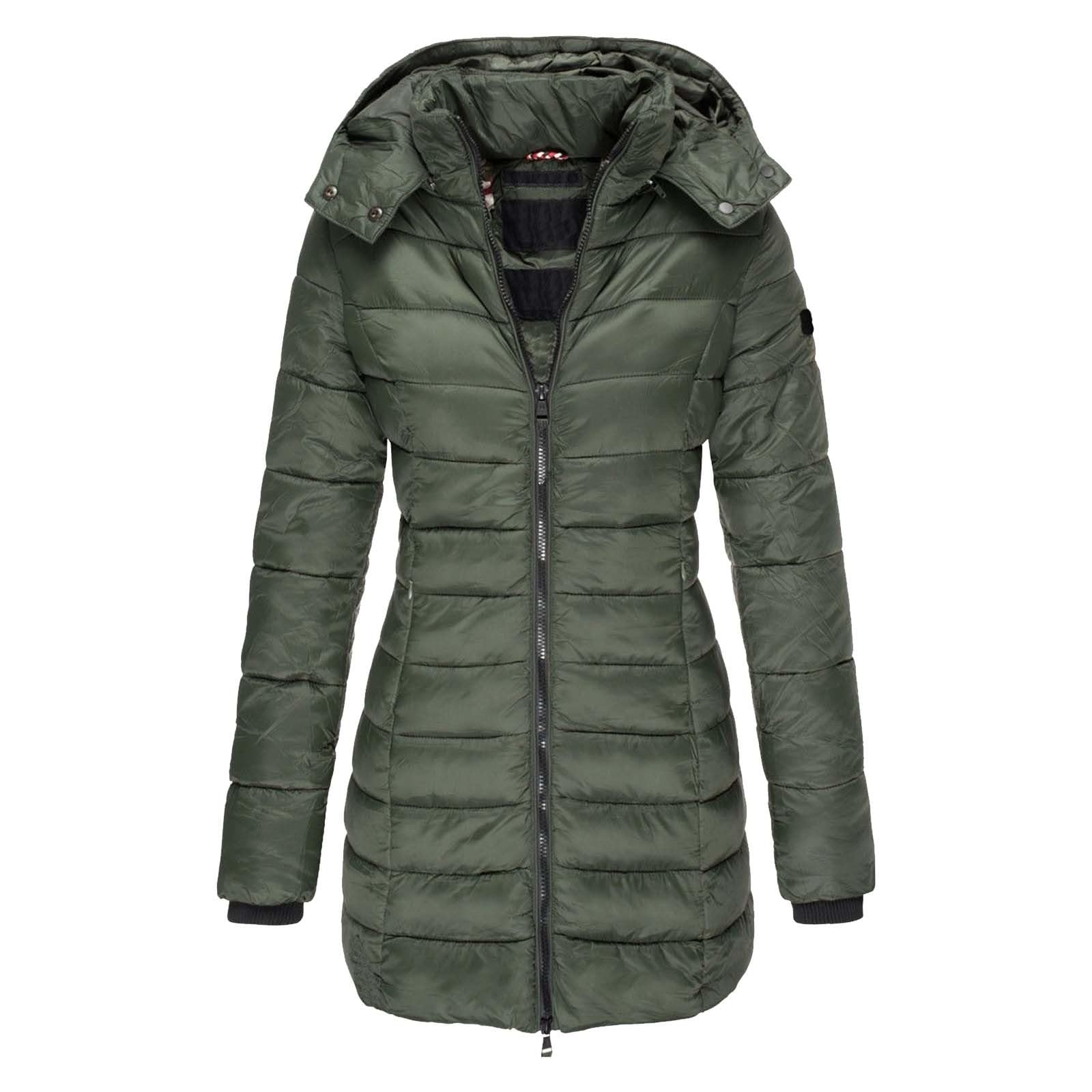 Generisch Winterjacke Damen Steppjacke Lang Leicht Daunenmantel Steppmantel mit Kapuze Warm Winddicht Wintermantel Mittellang Dicke Mantel Outdoor Gefüttert Daunenjacke