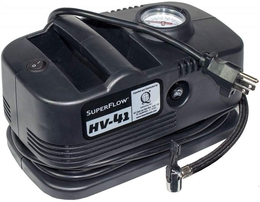 SuperFlow Portable Air Pump 120 Volt, Tire Inflator, HV-41 Air Compressor for Cars, ATVs, Bikes, Strollers, Balls and Inflatables