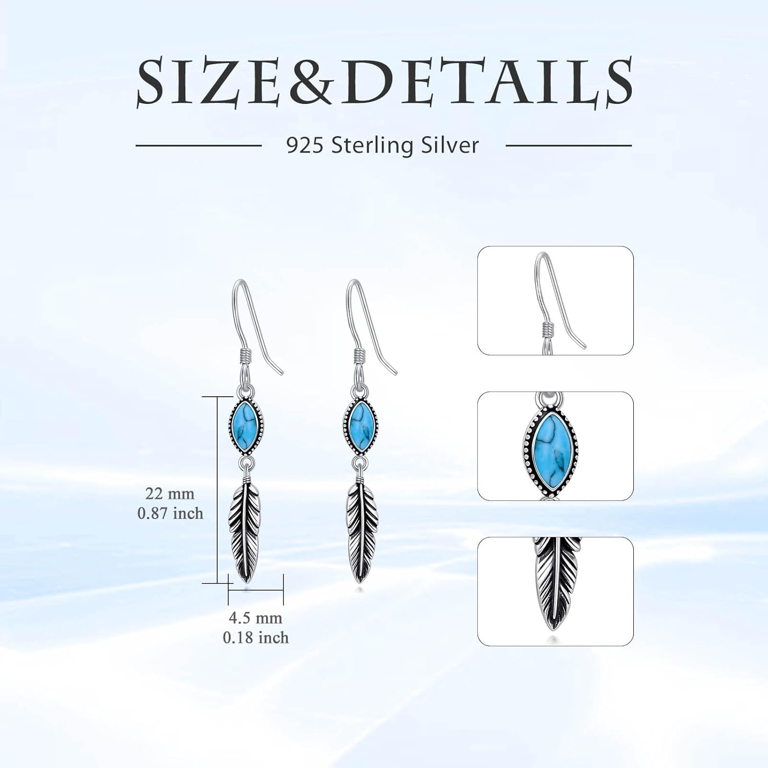Feather Earrings for Women 925 Sterling Silver Western Boho Drop Dangle Earrings Vintage Feather Jewelry Gifts - Image 5