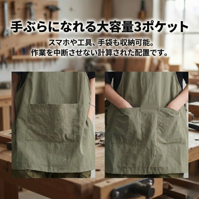 Amazon.co.jp: [Fuji-cellar] ワークエプロン 撥水加工 前後2WAY 大