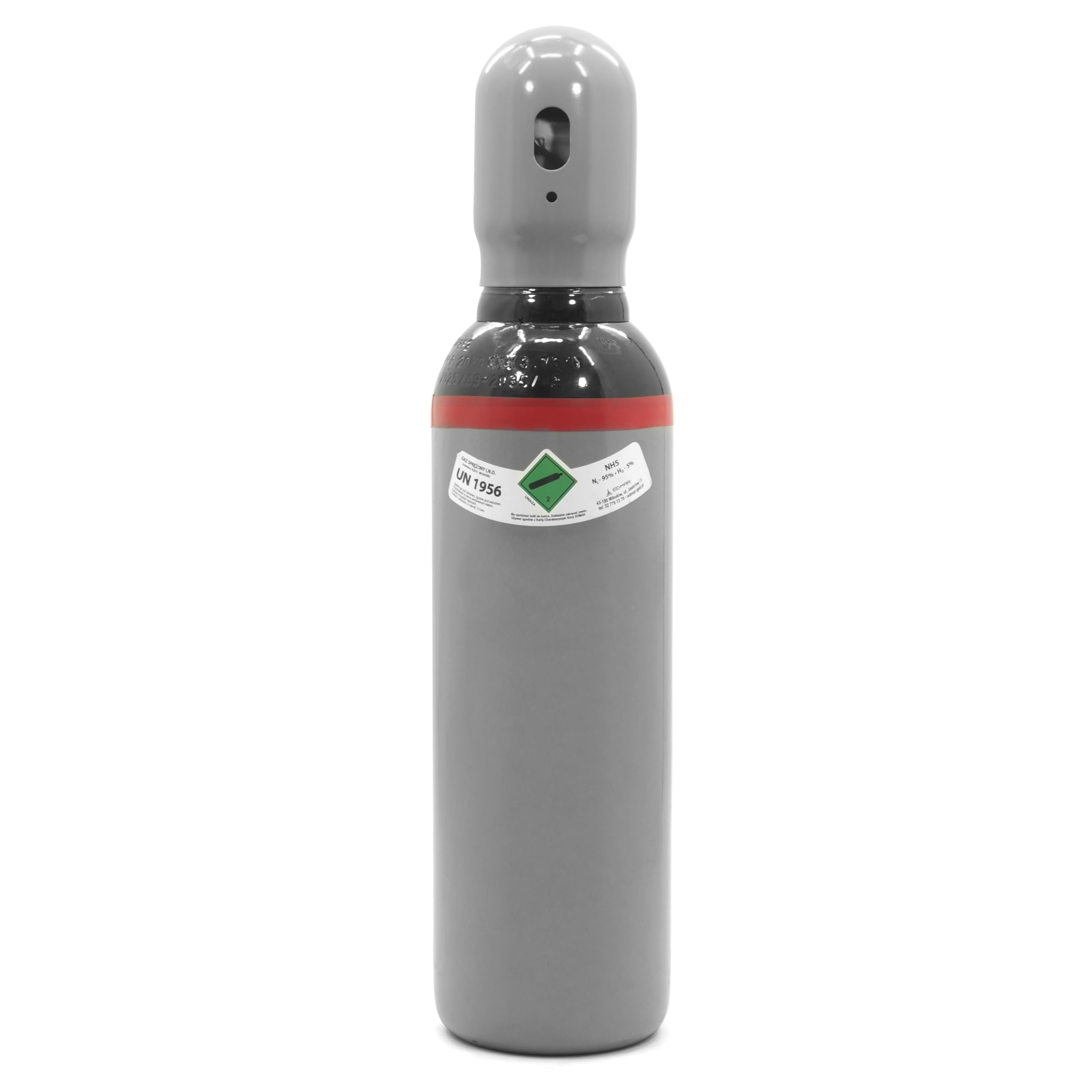 Bombona de gas de nitrógeno, hidrógeno, 5 litros, NH5 (95/5) + reductor de presión de 200 bar (juego), gas formier, llenado y nuevo para detección de fugas de aire acondicionado Bestschweissen.de