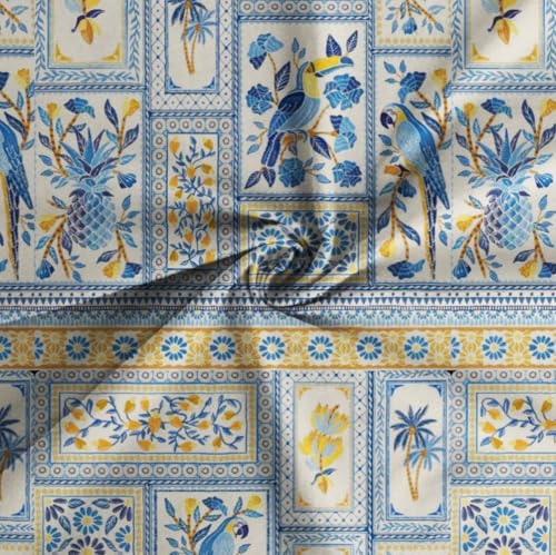 Image of VAS COLLECTIONS Premium 3D Printed 160 TC Microfiber Double Bedsheet with 2 King Size Pillow Covers (90X90 Inches) Tealish Blue and Yellow