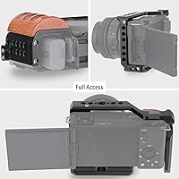 Vista 5 de Leftfoto Jaula de metal mejorada con mango de madera para Sony Alpha ZV-E10 Accesorios de grabación de video, micrófono de zapata fría/extensión