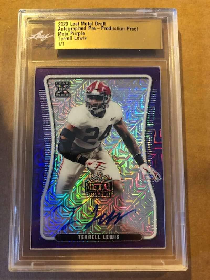 2020 Leaf Metal Draft (NFL) Pre-Production Proof Autograph 1/1 Mojo Purple TL1 Terrell Lewis Auto Alabama Crimson Tide Official Player Licensed Rookie Football Card