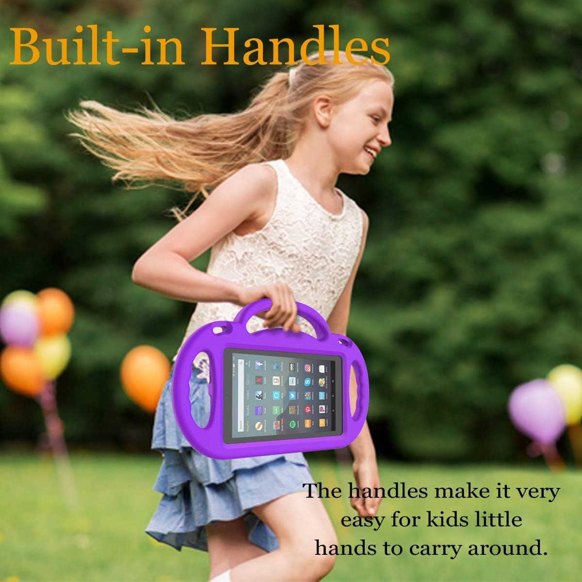 LEDNICEKER Kids Case for All-New Fire 7 Tablet (9th Generation - 2019 Release) - Shockproof Handle Friendly Kids Stand Case with Shoulder Strap for Amazon Fire 7 2019 & 2017 (7" Display), Purple
