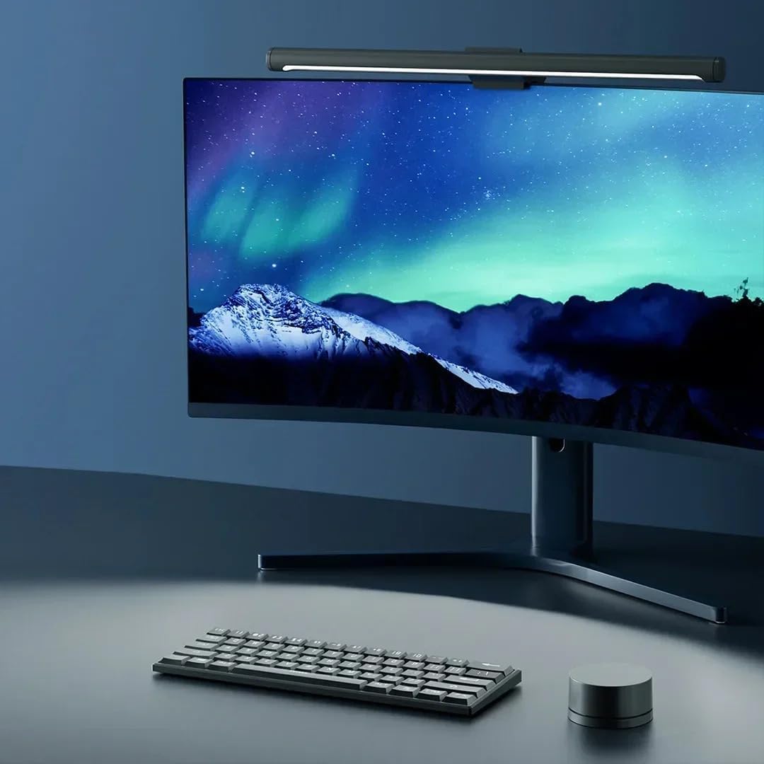 lateral view of the light bar mounted on a curved monitor