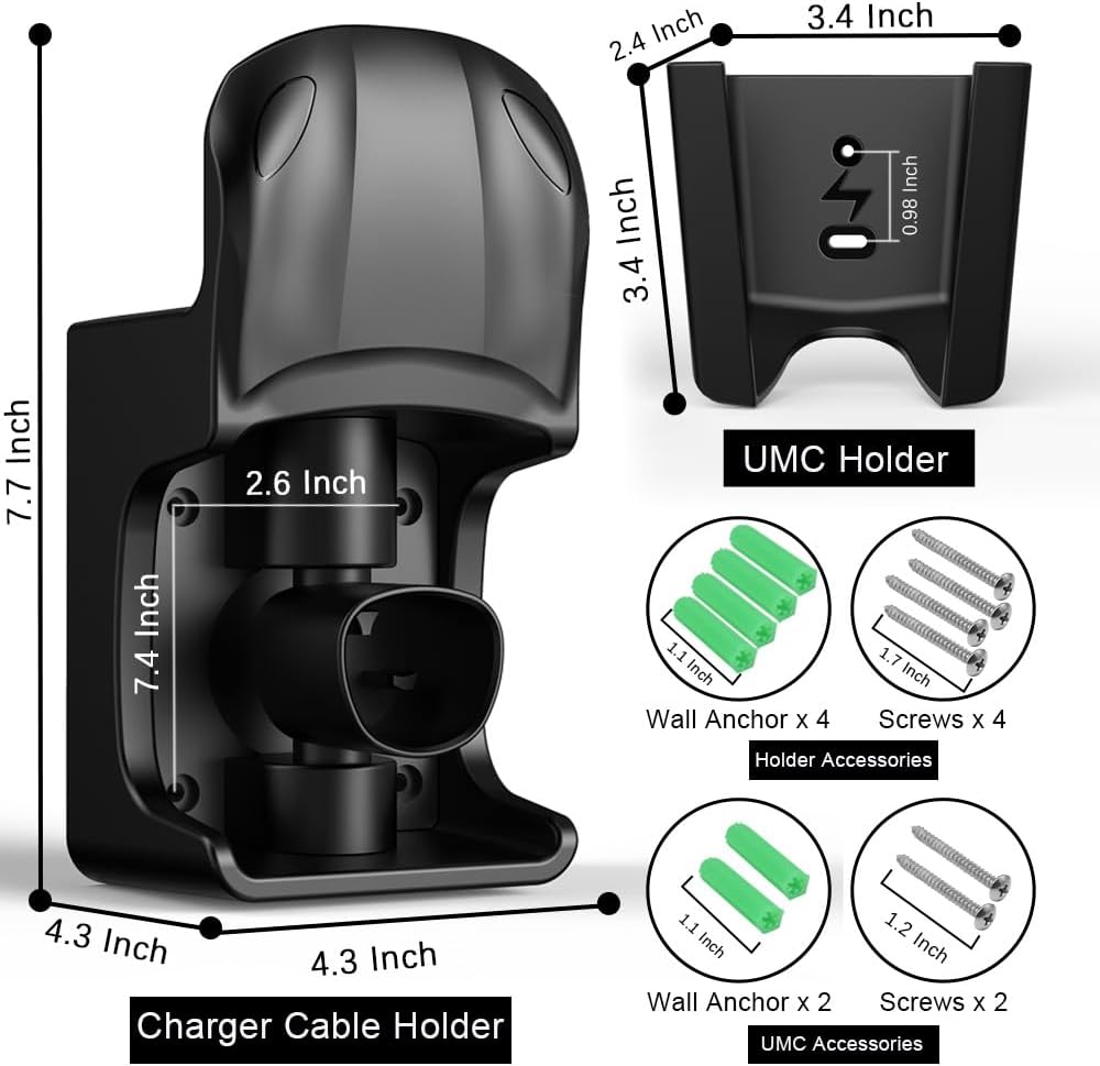 Tesla Charger Holder Wall Mount, Swivel Tesla Charging Cable Holder for Model 3 Y X S Mobile Connector Organizer