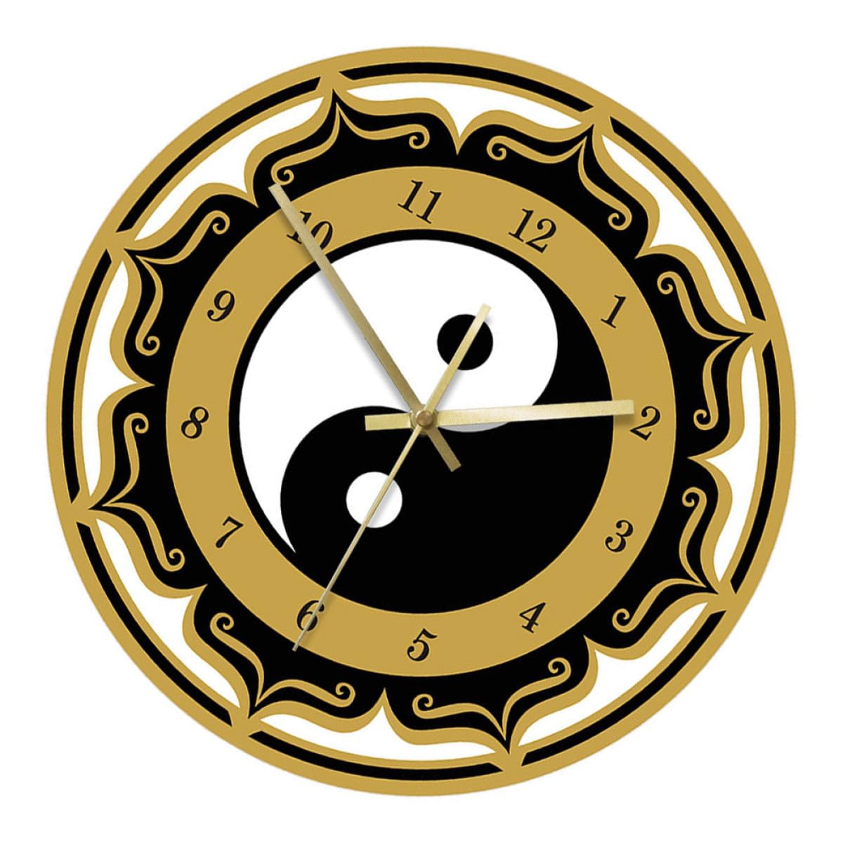 HANABASS Leise Hängeuhr mit Yin-Yang Muster aus Acryl Wandmontiert Elegante Digitale Wanduhr für Wohnzimmer und Büro Moderne Dekorative Uhr