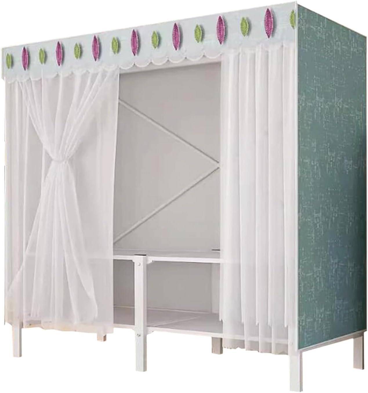 Rieort Fashion Closet Metal Iron Wardrobe Closet Saves Space Portable Wardrobe for Bedroom Hanging Easy to Assemble Clothes Closet