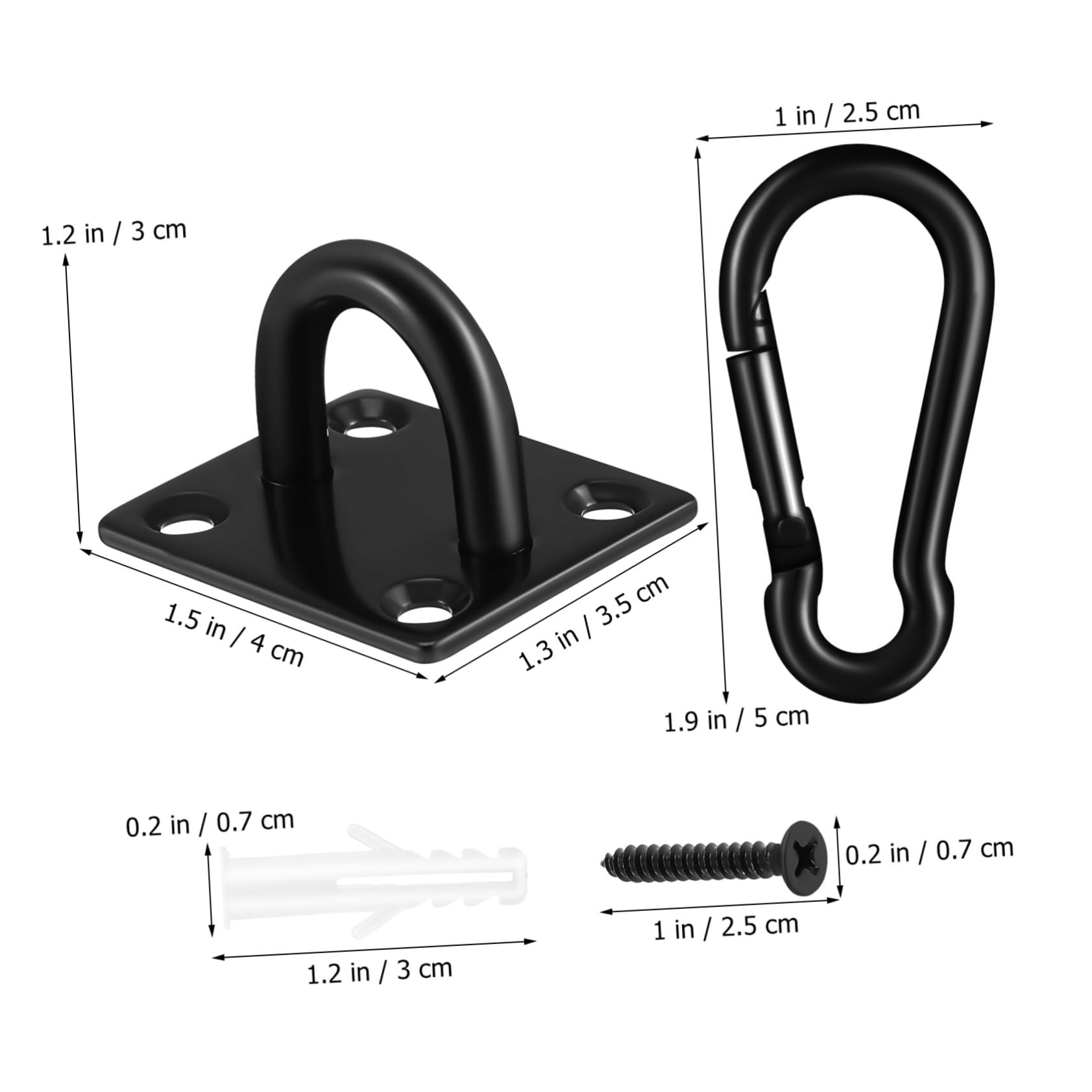 Unomor 4 Sets Door Buckle Set Metal u Bracket Hooks and Eyes Hooks U Hooks for Hanging Ceiling Hooks Brick Hooks Anchor Hooks Metal Hooks Heavy Duty Eye Hooks Stainless Steel Black