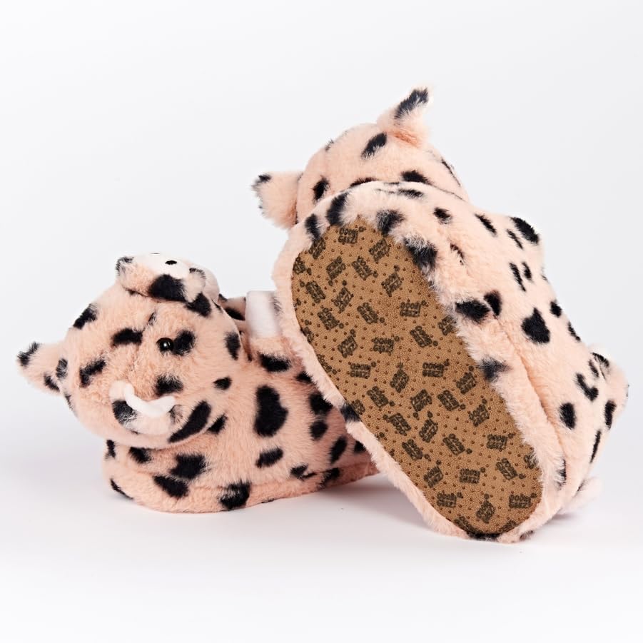 Image of Women's Animal Plush Slippers, Cute Cozy Fuzzy House Shoes Non-Slip Sole