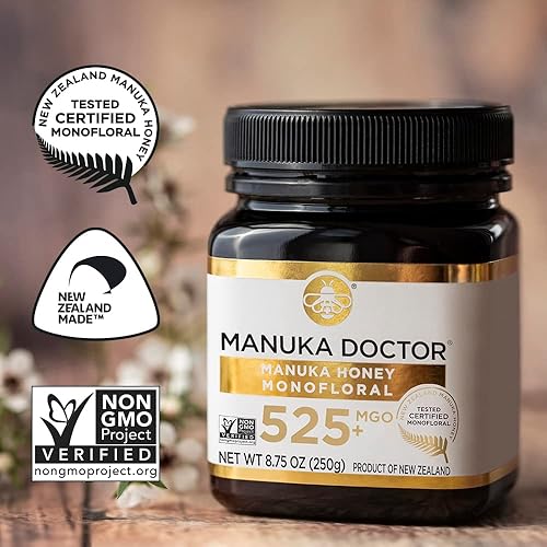 Miniatura 7 de MANUKA DOCTOR - MGO 525+ Miel de Manuka Monofloral, 100% miel pura de Nueva Zelanda. Certificado. Garantizado. Crudo. Sin OMG (8.75 oz)