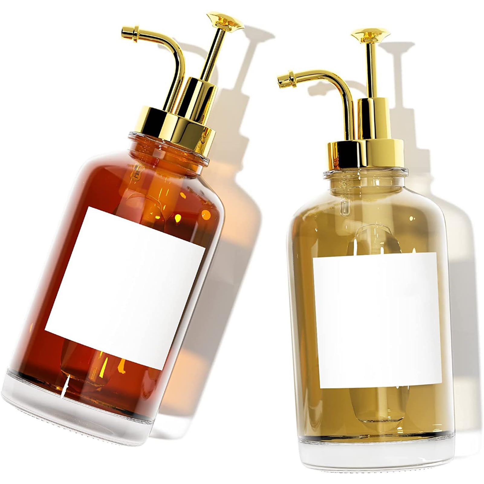 Distributeur de sirop de café Bouteille distributrice de Liquide 2 pièces 17 oz Bouteille de Pompe à sirop en Verre Transparent pour Accessoires de Bar à café Distributeur de shampoing D