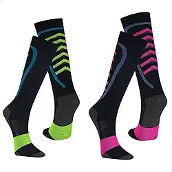 Kit 2 Pares Meia Feminina Poliamida Compressão Alta Ciclismo Corrida Ortopédica Varizes Academia