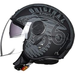 Cascos Para Motos Abiertos Retro LIONCIANO Casco De Motocicleta, Ece 22.06 Semi-Abre a Los Auriculares Jet Casco De Motocicleta y Scooter Woman Adulto Anti Scratch Visiere