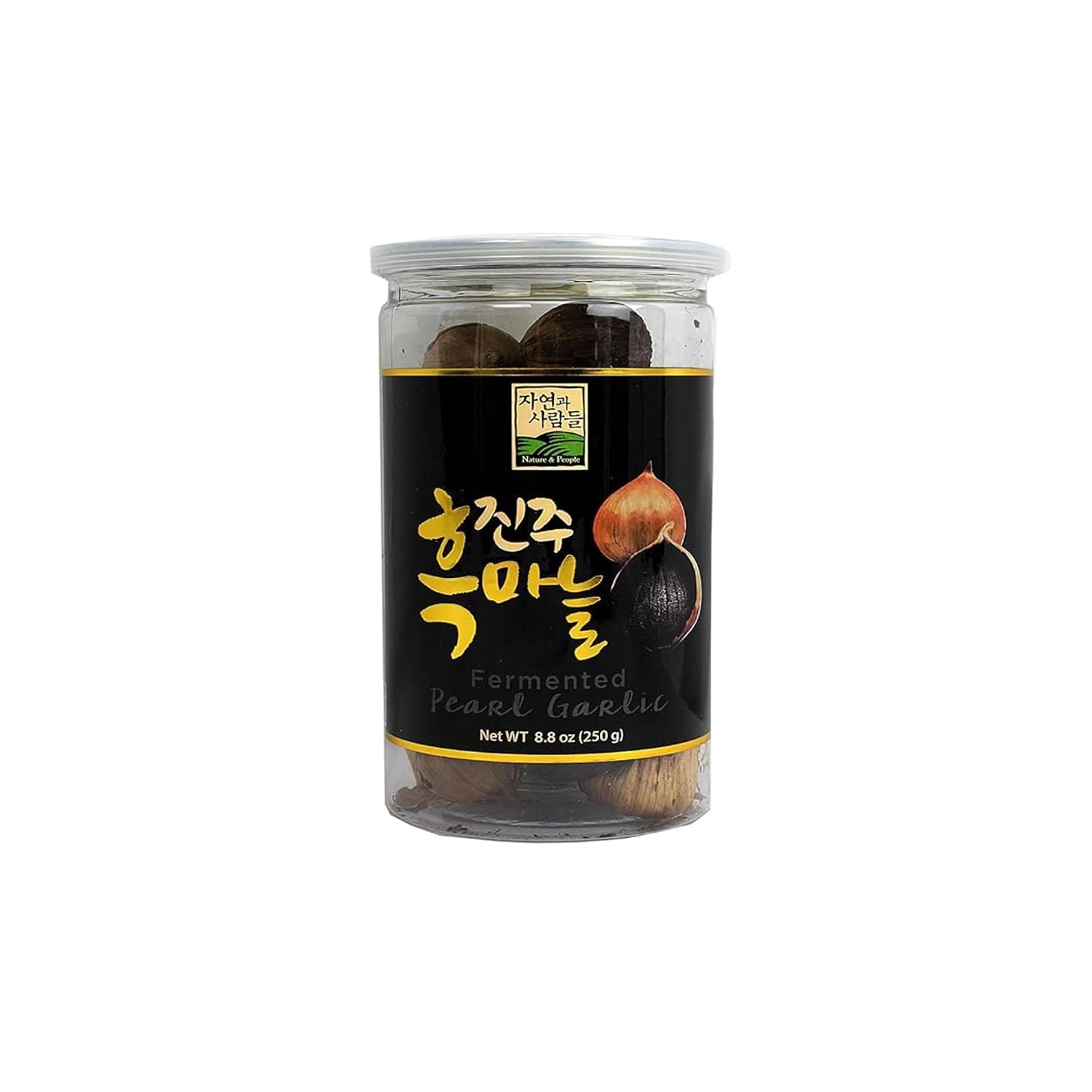 Black Garlic Pearl, 100% Fermented Single Clove Garlic, 250g (8.8 Oz), Canned and Jarred by J1 (3 Jars)