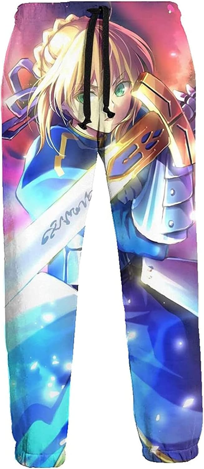 ISaikoy Fate Zero Anime Pants Saber Trousers Gym Joggers Drawstring Cosplay Sports Sweatpants
