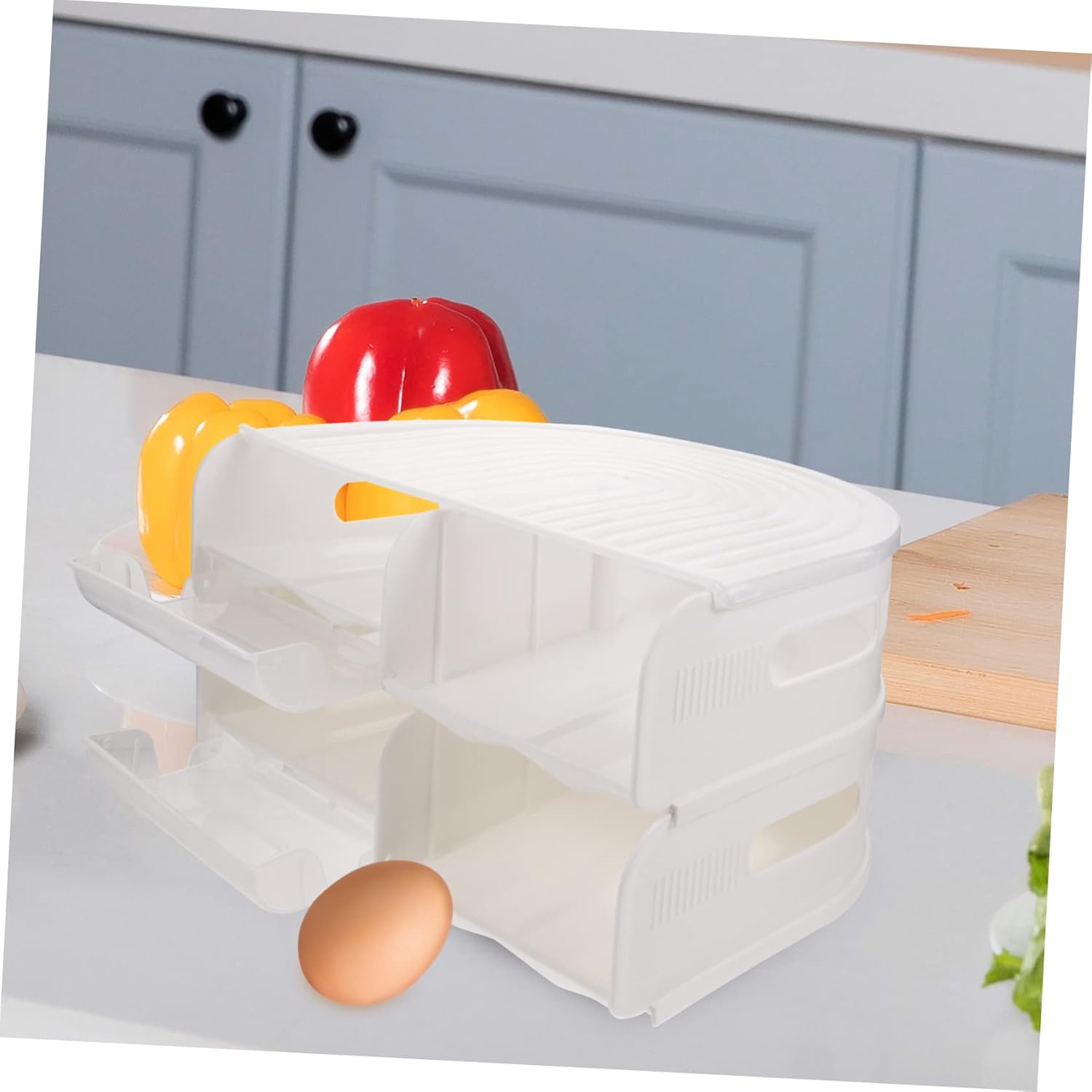 Automatic Multi-layer Egg Holder with Lid Household Egg Organizer for Refrigerator Rolling Design Transparent Container for Easy Storage and Replenishment