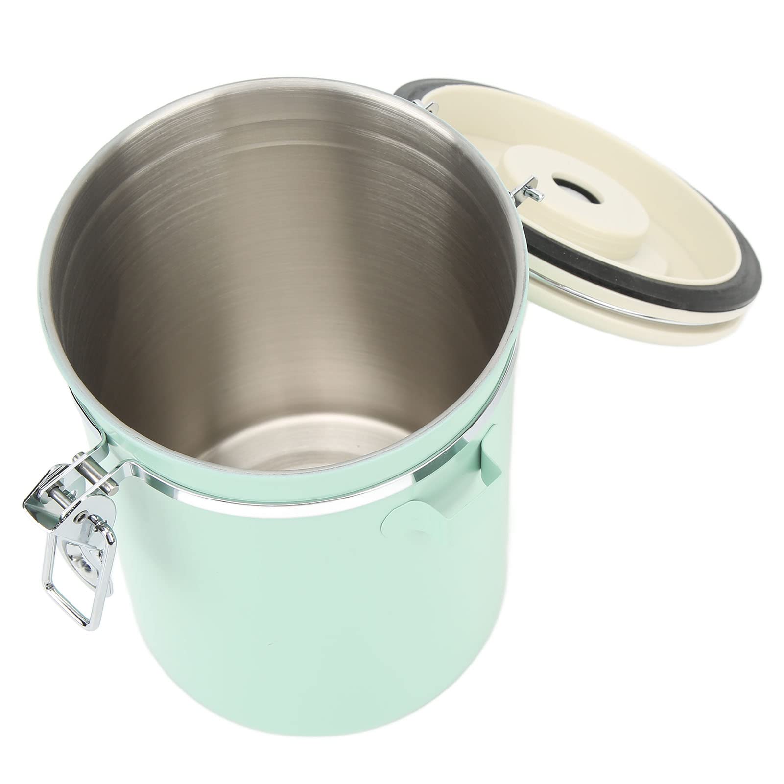 Cocoarm Bote de Café Grado Alimentario 304 Acero Inoxidable Bote de Café Tarro de Cocina Recipiente para Alimentos con Cucharilla y Rueda de Fecha (1.8L)