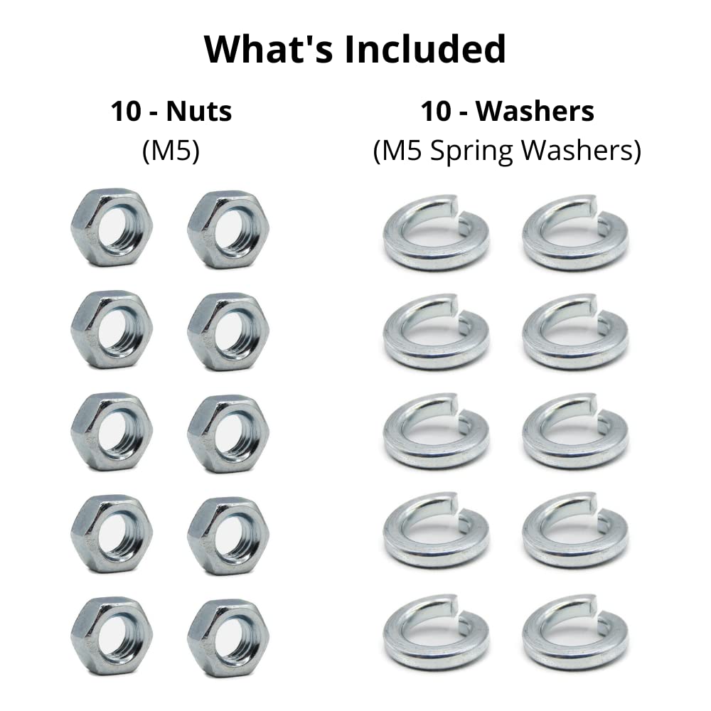 Buy M5 Nuts & Spring Washers Set. 10 M5 Steel Nuts & 10 M5 Spring