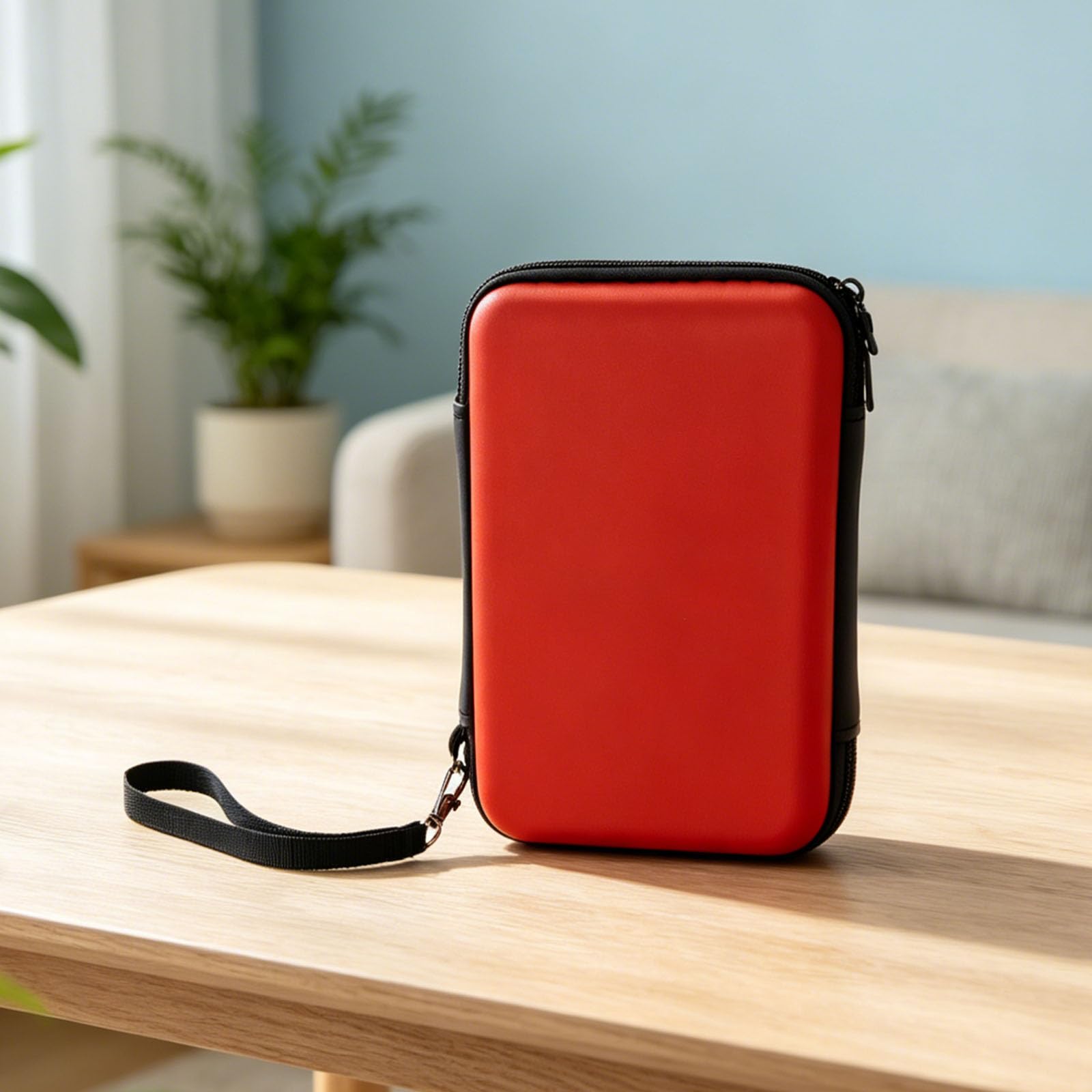 Etui Przechowywania dla New 3DS 3DS 2DS XL DSi DS Lite, Wodoodporne Chroniące Etui Transportowe z Odłączanym Paskiem Nadgarstek Kompaktowa Twarda Osłona dla Przenośnej Konsoli Gier (Czerwony)