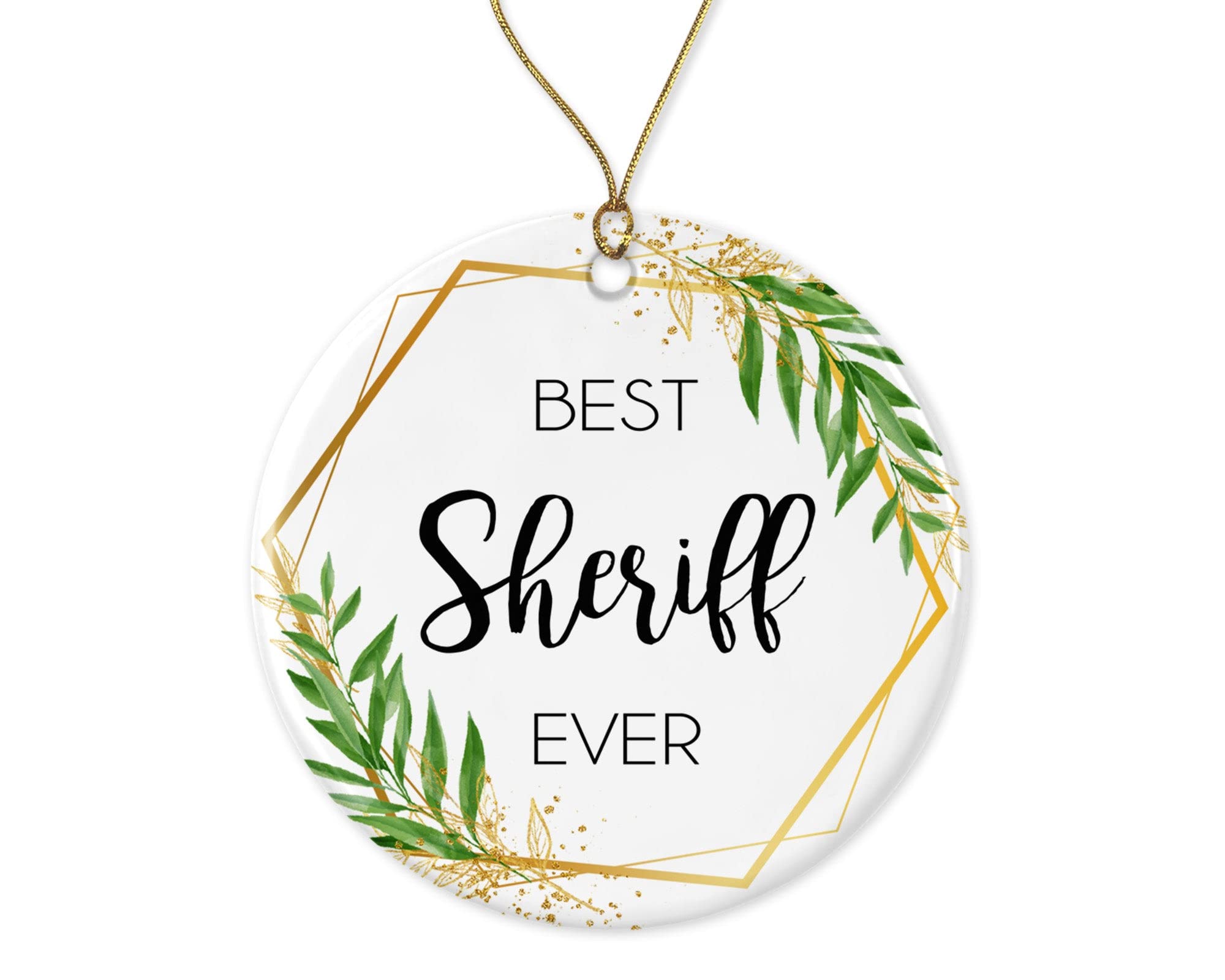 HTDesigns Sheriff Christmas Ornament - Gift for Sheriff - World's Best Sheriff - Best Sheriff Ever Printed on Both Sides