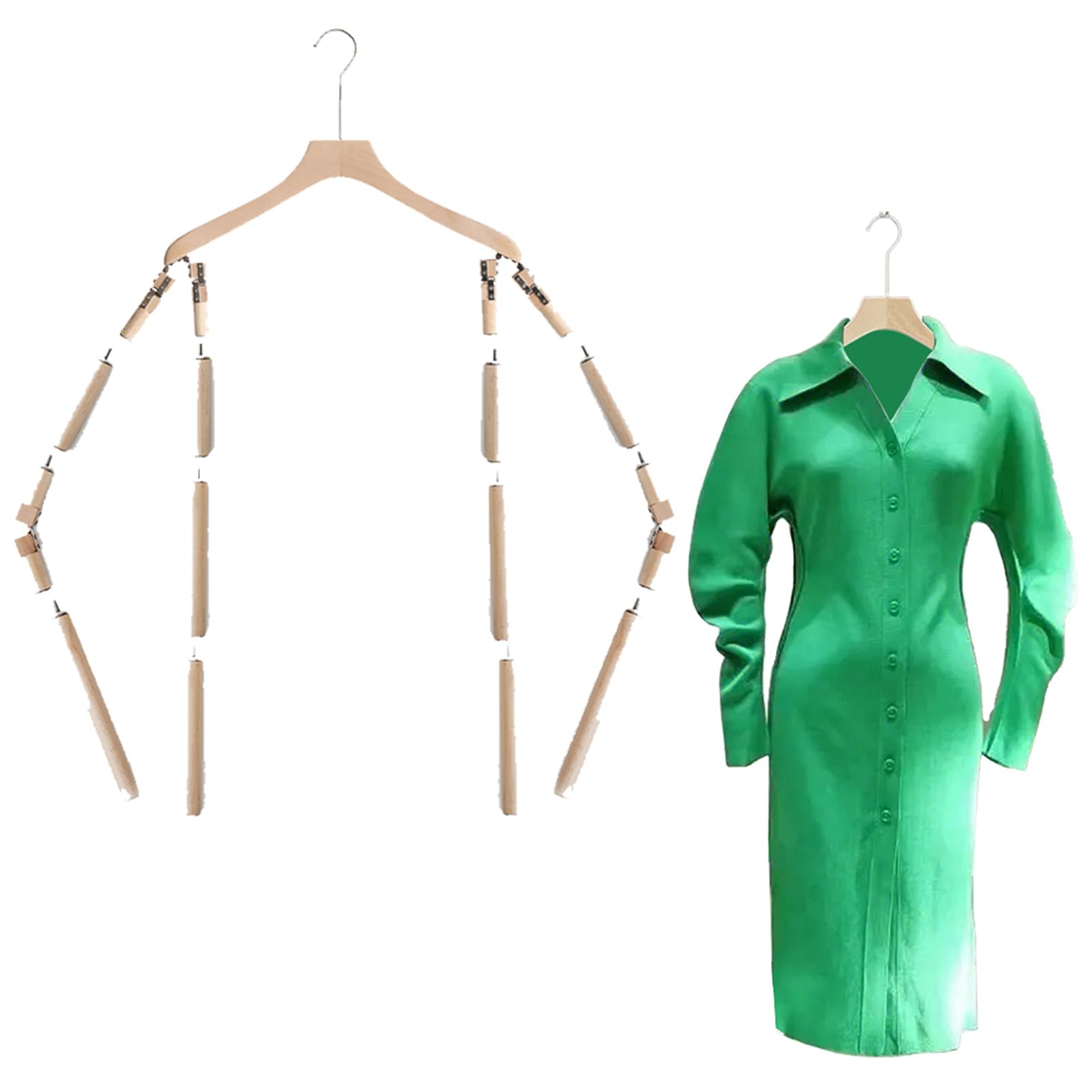 HCZKIUJY Movable Mannequin, Wooden Mannequin Hanger, Adjustable Retail Boutique Photography Show Mannequin, Fashion Clothing Mannequin for Coats, Jackets, Sweaters, Dresses, Tops A2