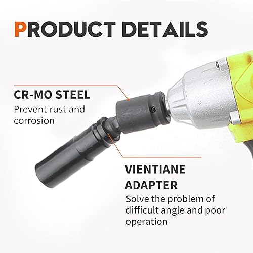 Miniatura 3 de Juego de adaptadores de enchufe universal de impacto de 3 piezas de extensión de enchufe giratorio de trinquete, enchufes de 14 pulgadas, 38