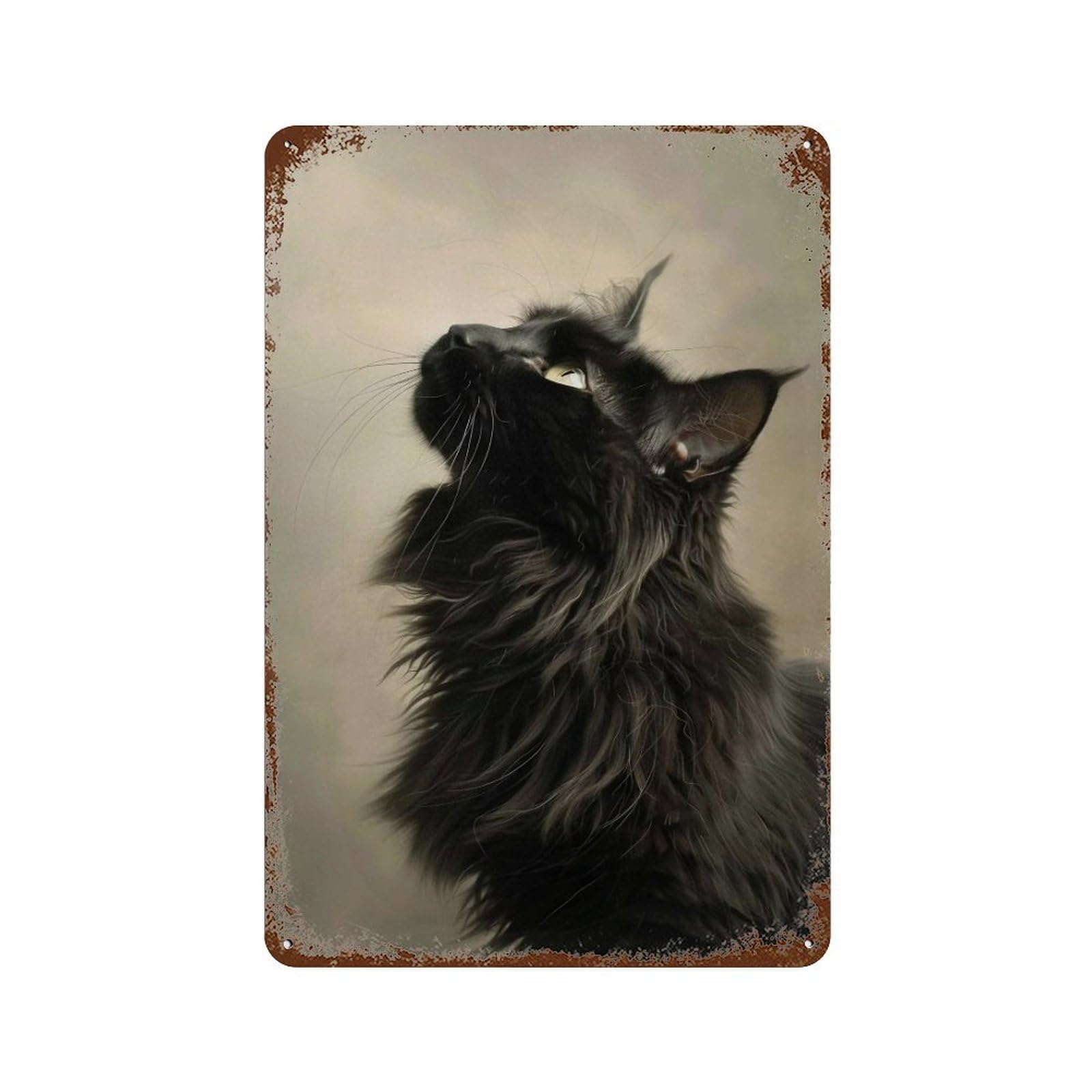 YHGERTKU Classic Black Cat Portrait 03 Wall Art Retro Iron Vintage Metal Tin Sign Poster Modern Decor for Living Rooms Gift 30x20cm
