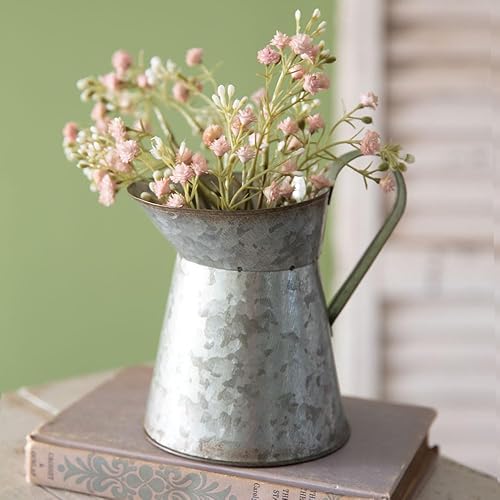 Colonial Tin Works Beatrice 370961 - Jarra corta, 5.5 pulgadas de altura, accesorios para plantas de jardín, color plateado