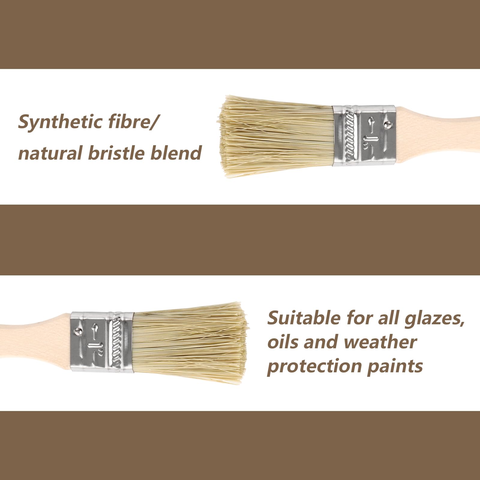 CYEER Lot de 100 Pinceaux Plats (16 mm), Pinceaux en Soies Naturelles avec Manche en Bois, Kit de Pinceaux Robustes pour Peinture, Vernis, Lasures et Colles, Idéal pour Bricolage, Rénovation et Atelie