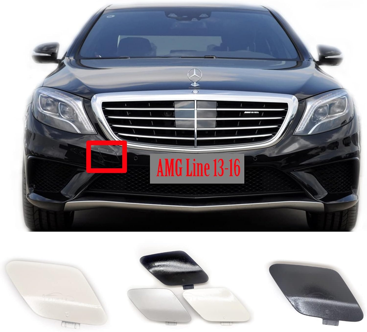 Front Tow Cover Fit 13-21 Mercedes AMG S Class W222 for S63 S65 S63AMG S65AMG 2013 2014 2015 2016 2017 2018 2019 2020 2021 bumper towing Hook Eye Cap 2228850123 2228858600 (Type1,White)