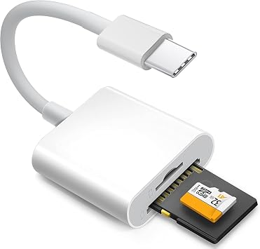 Apple USB-C SD Card Reader for iPhone 15 16 17 Series, MFi Certified Type C SD and MicroSD Memory Card Adapter High-Speed for MacBook Pro/Air, iMac, iPad, Trail Camera Viewer, Plug and Play