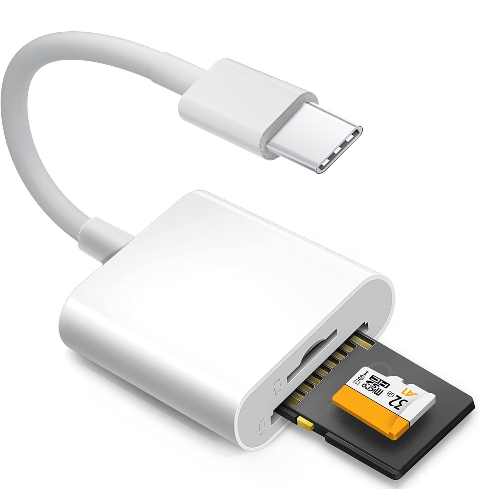 Apple USB-C SD Card Reader for iPhone 15 16 17 Series, MFi Certified Type C SD and MicroSD Memory Card Adapter High-Speed for MacBook Pro/Air, iMac, iPad, Trail Camera Viewer, Plug and Play
