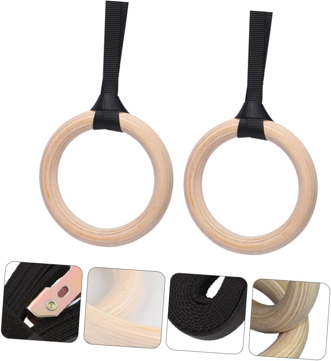 Wood Gymnastics Rings Adjustable Fitness Rings for Strength Training Versatile Exercise Equipment for Pull Ups Dips and Full Body Workouts Includes Heavy Duty Straps