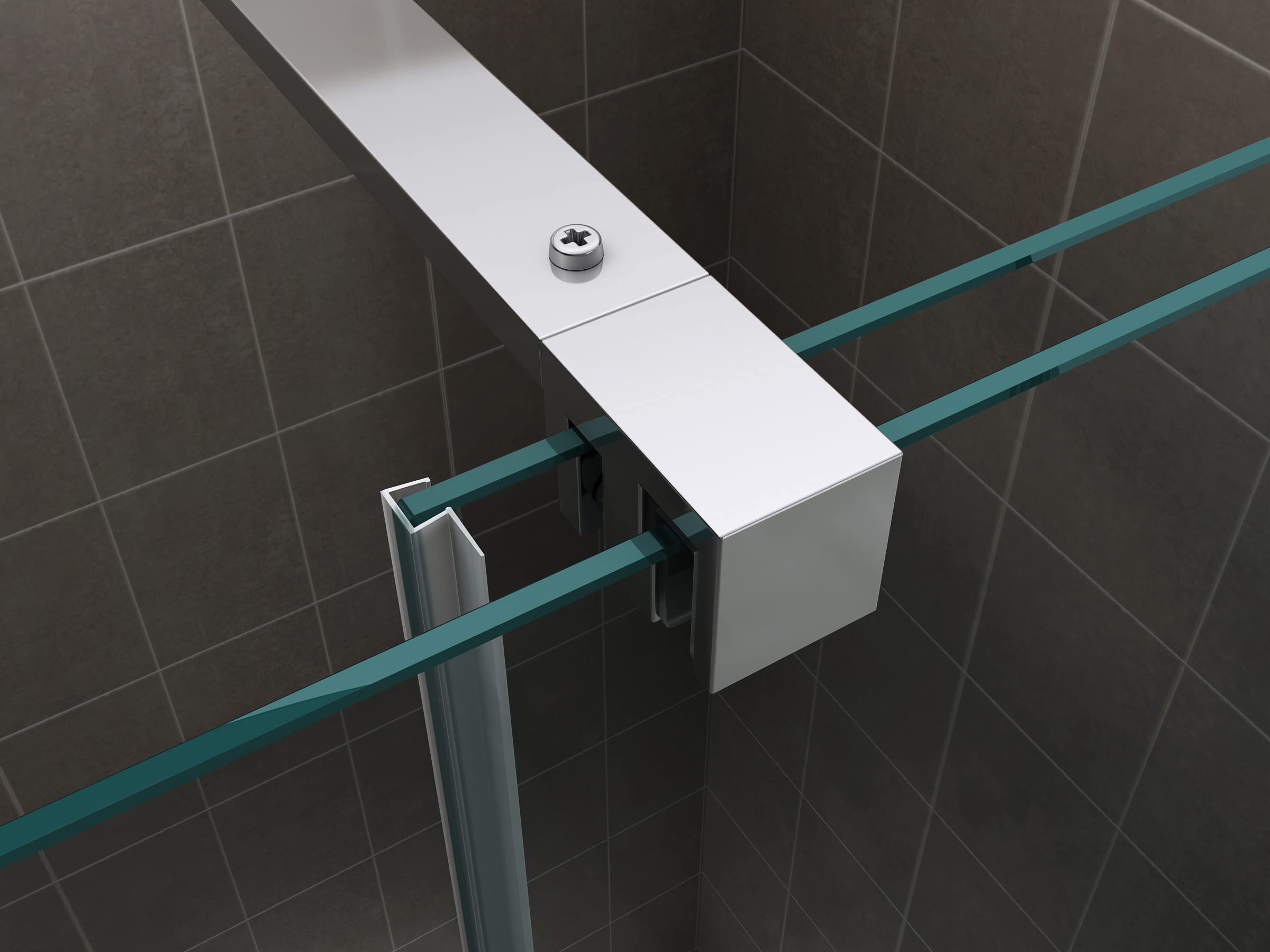 i-flair Cabina de ducha Nadine, 140 x 80 cm, mampara de ducha con puerta corredera en cromo, cristal de seguridad templado de 8 mm, cristal transparente, montaje a izquierda y derecha