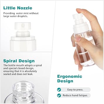 3pack Small Spray Bottle, 2.7oz Mini Spray Bottles, Empty Travel Spray Bottle, Fine Mist Plastic Spray Bottles with 9pcs Labels (Clear+Green+Pink)