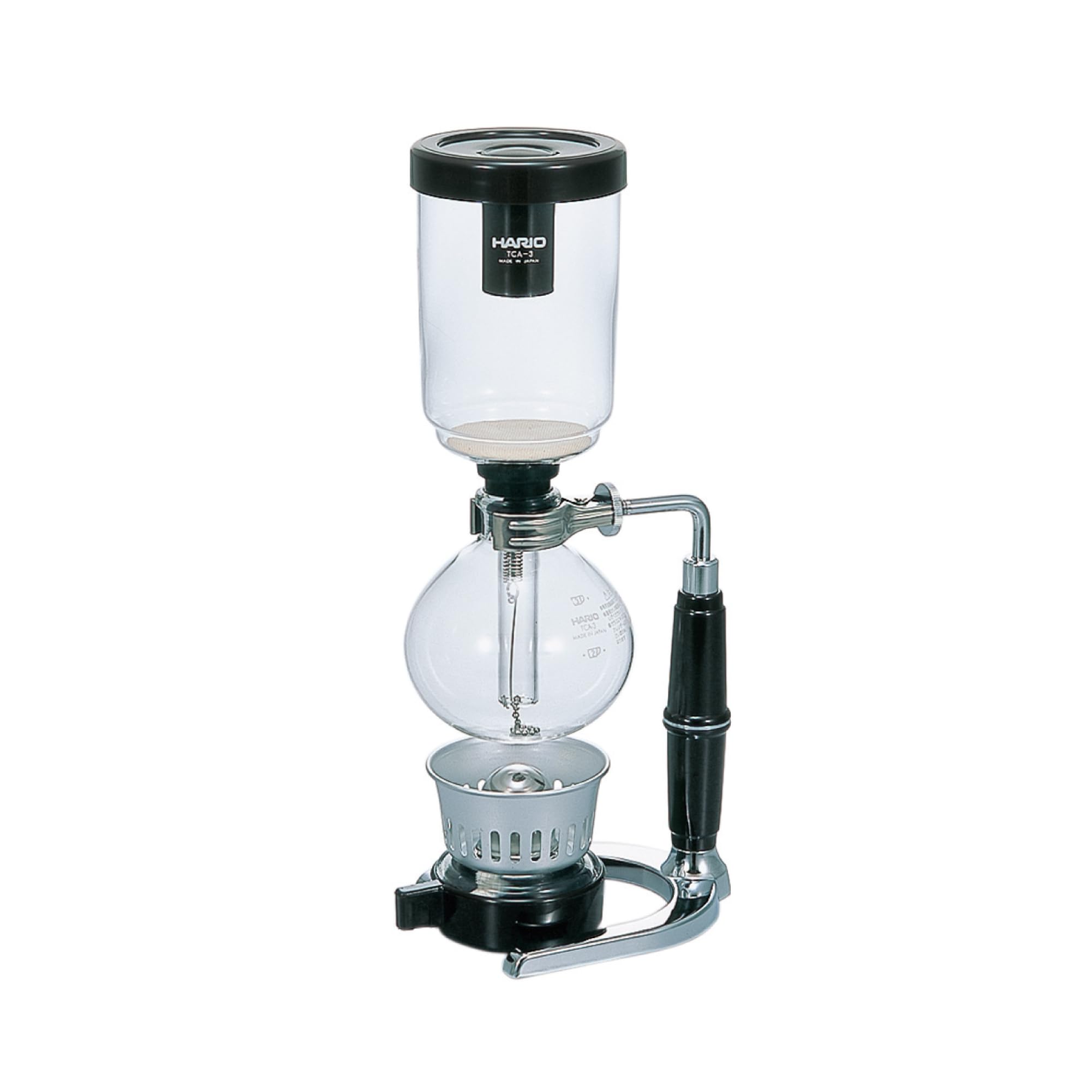 Technica 3 Cup Coffee Syphon – 450ml Heatproof Borosilicate Glass Vacuum Brewer with Alcohol Burner, Rich Flavor