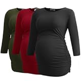 Women's Maternity Tops 3/4 Sleeve Tunic Pregnancy Clothes Shirt 3-Pack