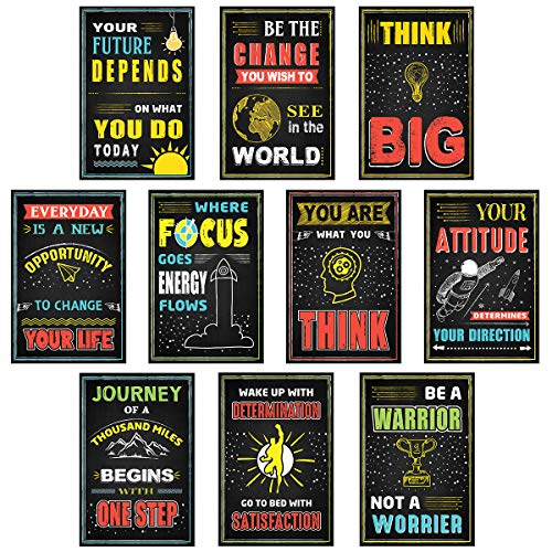 Image of Chaka Chaundh Motivational Inspirational Abstract Wall Posters for Boys Room (18 inches X 12 Inches , chalkboard - black , Set of 10)