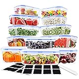 Food Storage Containers with Lids,Ionlyou 12 Pack Plastic Food Containers with Lid,Airtight Leak Proof Snap Lock Bento Boxes,BPA-Free Plastic Containers Set with 16 Chalkboard Labels & Marker Pen