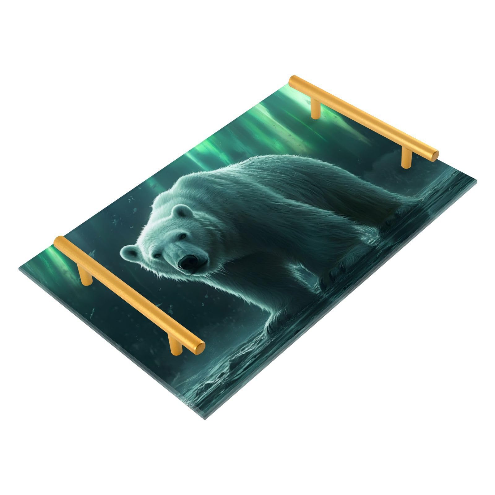 NFMILI Polar Bear Vanity Tray Rectangle Acrylic Bathroom Tray Serving Trays for Centerpieces Modern Home Decor for Kitchen Bathroom Bedroom Living Room 7.9 × 11.8 in