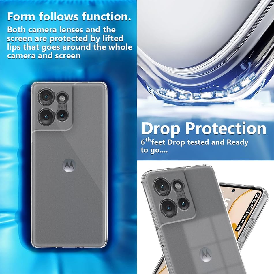 Image of JGD PRODUCTS for Moto Edge 50 5G Premium Transparent Hybrid Soft Slim Dust Proof Back Case Cover with Camera Protection