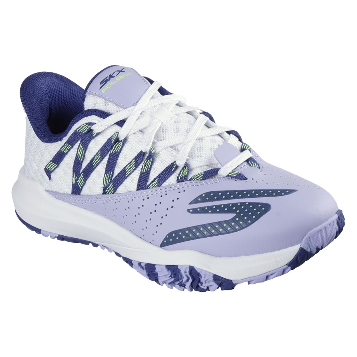 Skechers Women's Viper Court Rally Pickleball Sneaker, White/Purple, 7.5