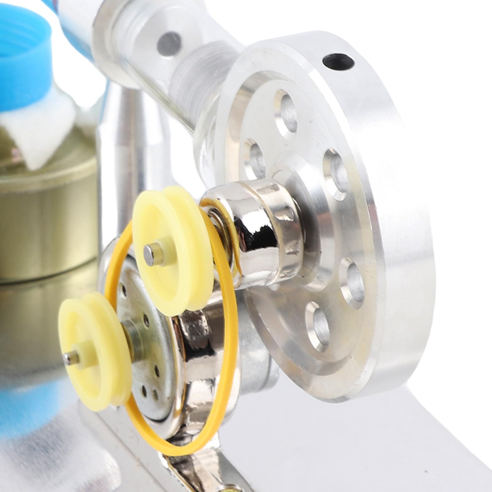 SIXRUN Motore Stirling con Modello a Cilindro Singolo, Strumento di Insegnamento di Alimentazione a Vapore in Acciaio Inossidabile per Bambini, con Luce LED