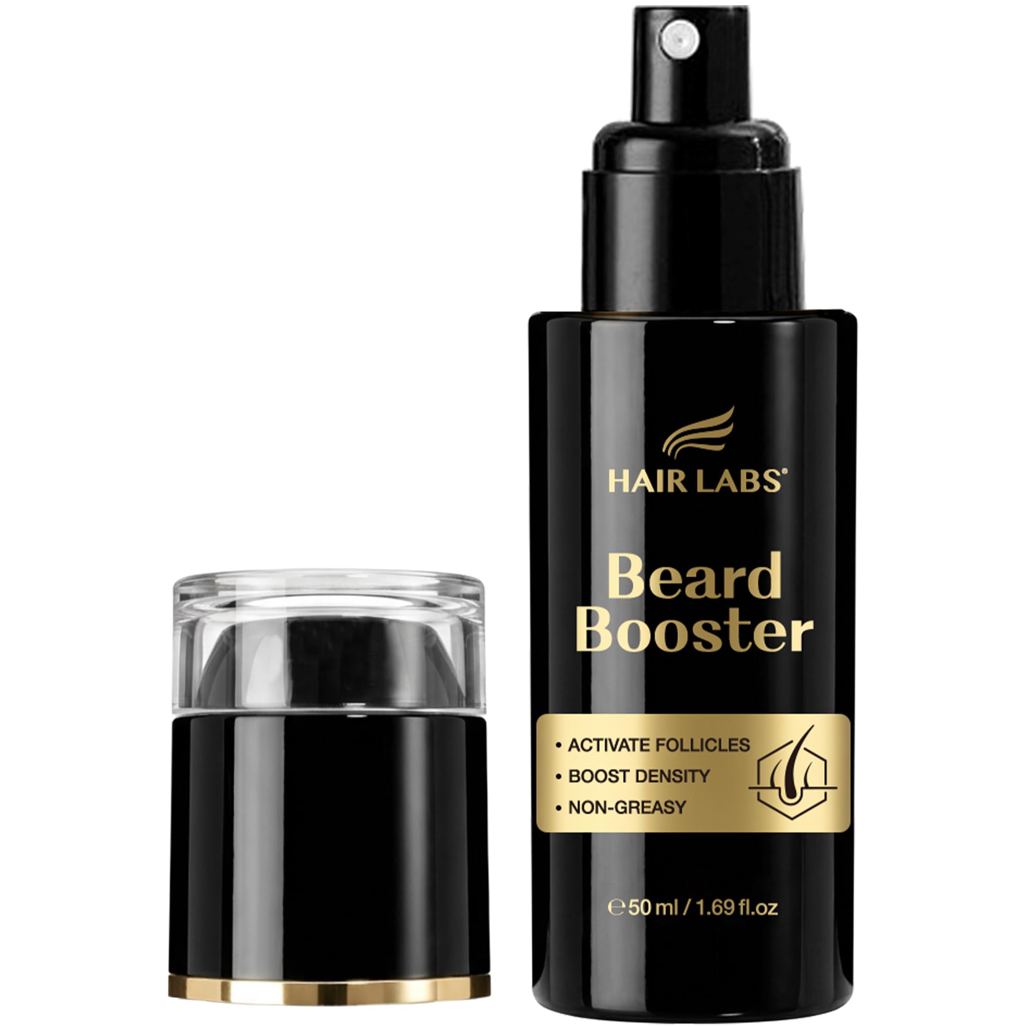 HairLabs Beard Booster Grooming Oil Growth Improves Manageability, Caffeine, Pumpkin Seed Oil, Saw Palmetto, Soothes Itch, Non-Greasy Spray, 50ml/1.69 Fl Oz