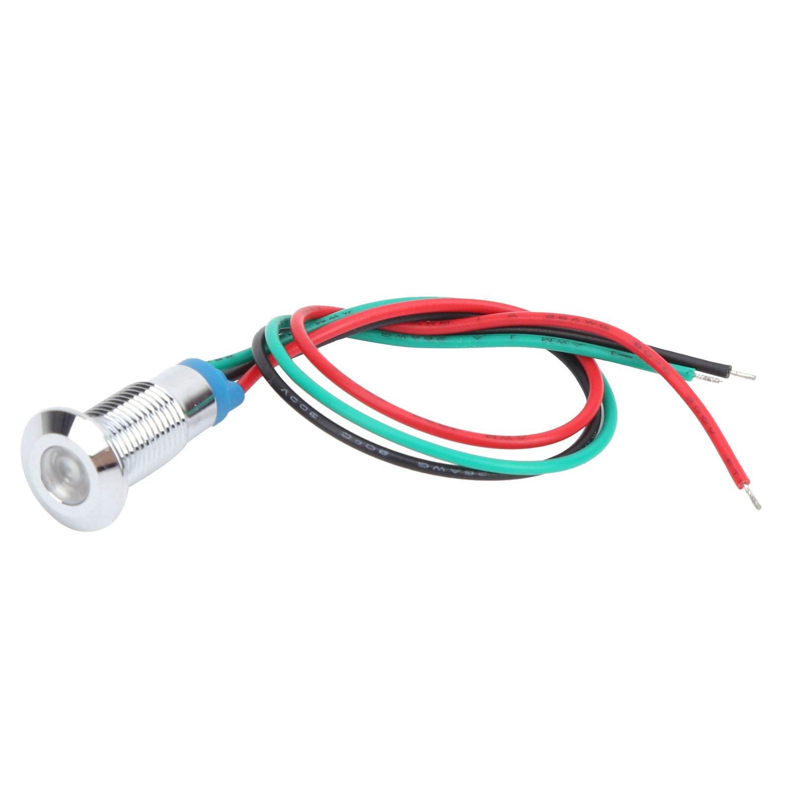 4 LED-Anzeigelampen M8 – 2-farbig (rot/grün), Gemeinsame Kathode, 3-6V, Wasserdicht IP67, Verchromtes Messing – Für Schaltanlagen, Automobile & Industrie