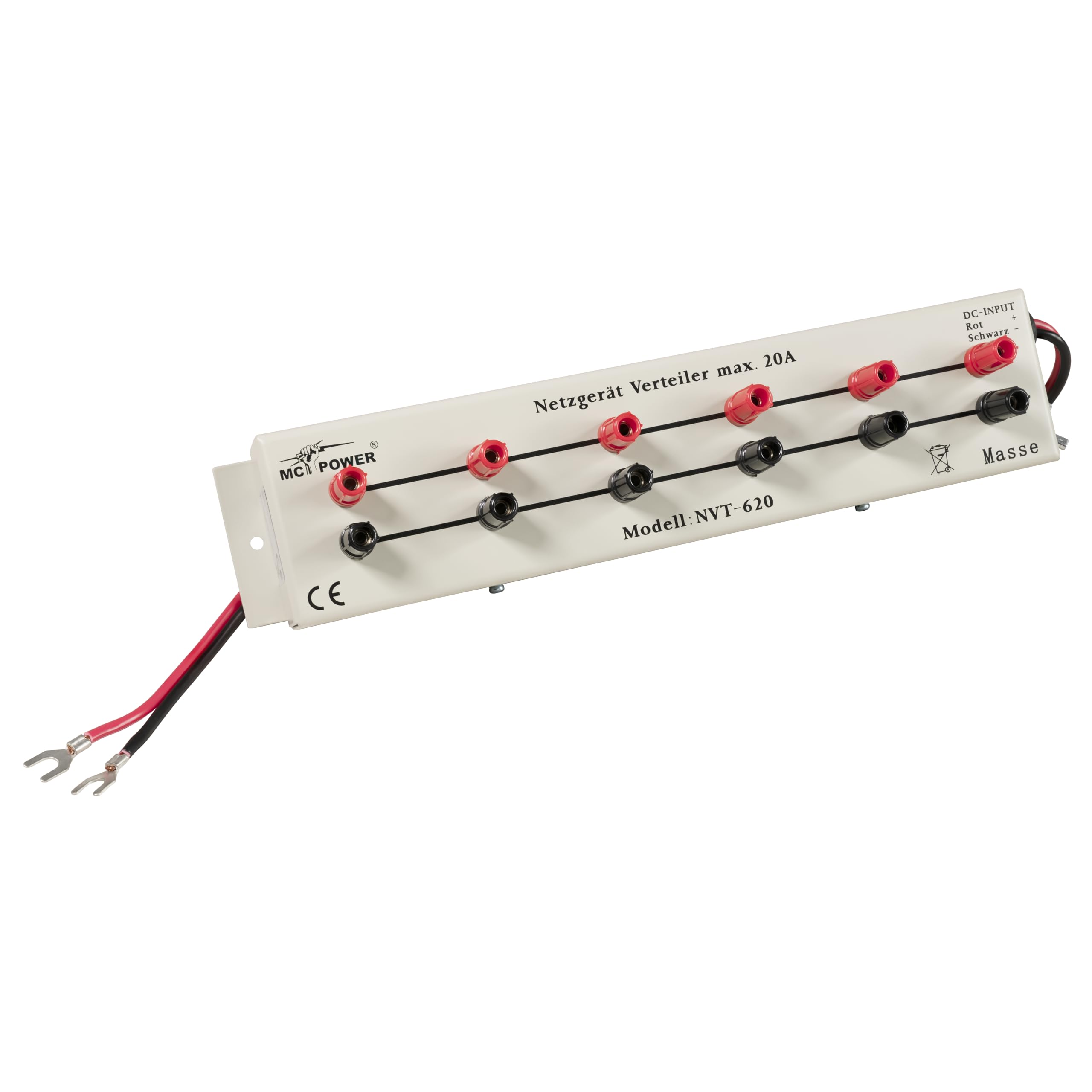 MC Power - Netzgerät-Verteilerleiste | NVT-620 | 1x EIN, 6 Ausgänge, 20 A max., DC