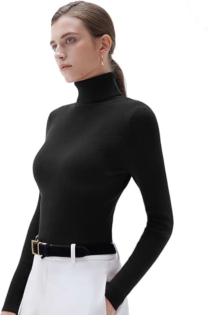 SUUKSESS Women Turtleneck Cashmere Blend Sweater Long Sleeve Shirts Fall...